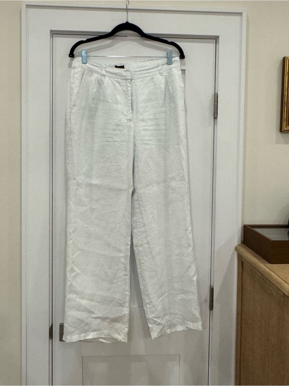 Quince White Wide-Leg Linen Trousers